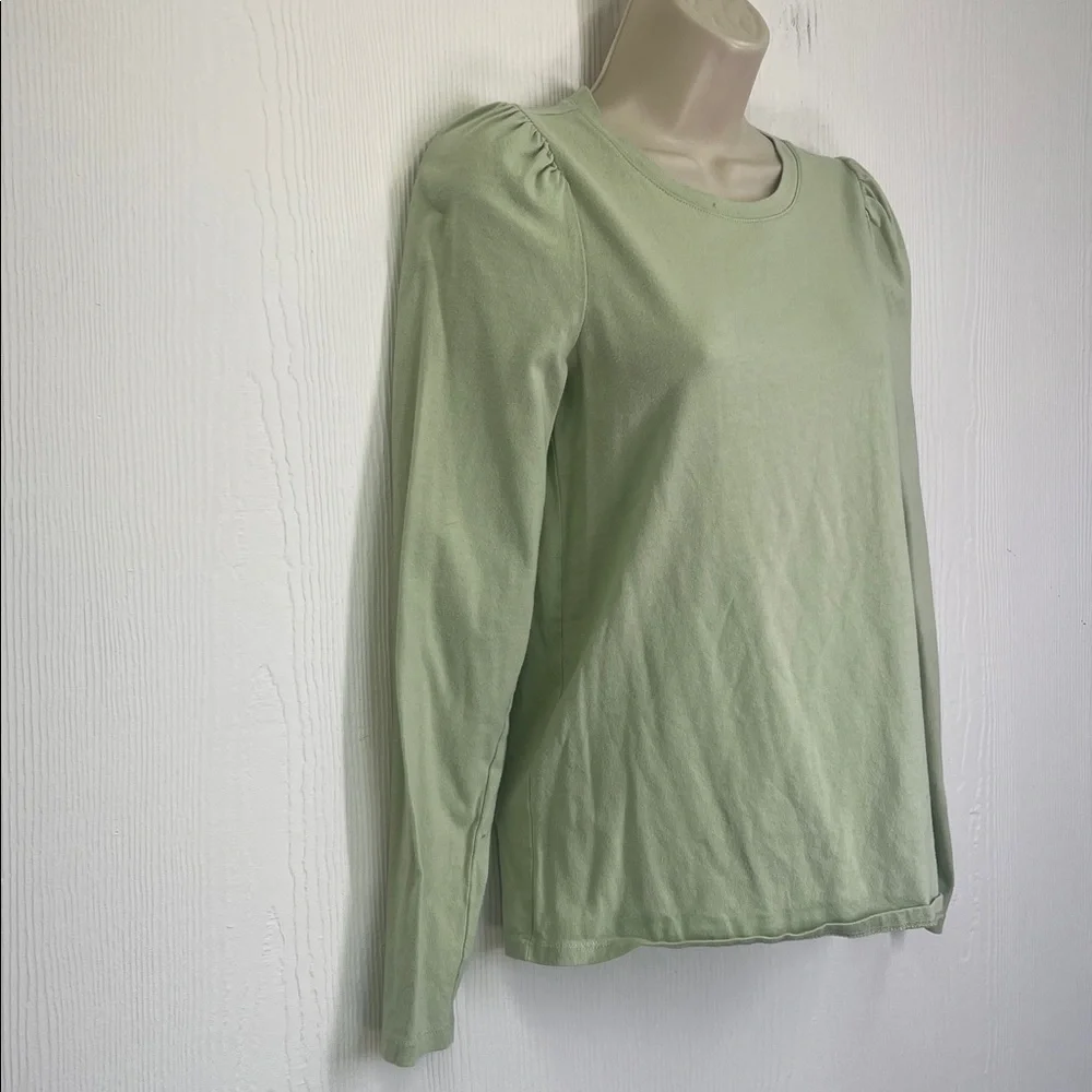Madewell - Easy Puff Light Green Crewneck Long Sleeve Lightweight Blouse SZ XS
